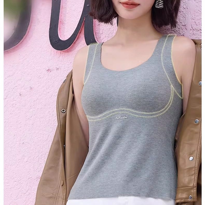 无痕保暖背心女带胸垫一体式针织外穿内搭打底衫秋冬6247,女士内衣/男士内衣/家居服,保暖背心,淘宝优惠券,粉丝福利购,淘宝优惠卷