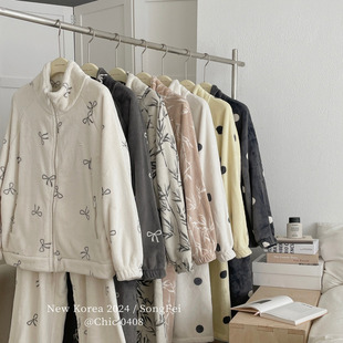 波点珊瑚绒加厚睡衣女宽松保暖家居服套装 韩版 3818 新款 2025冬季