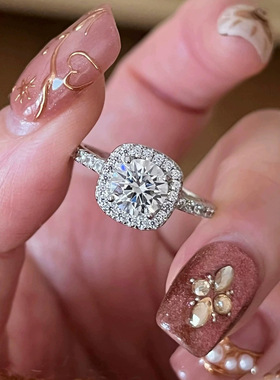 小方糖戒指八心八箭锆石戒网红聚会闪钻锆石戒指镀白金手饰直播热