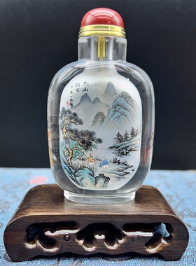天然玛瑙内画鼻烟壶家居摆件