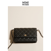 mimikiss新款 小香风菱格链条包百搭单肩斜挎包女手提包
