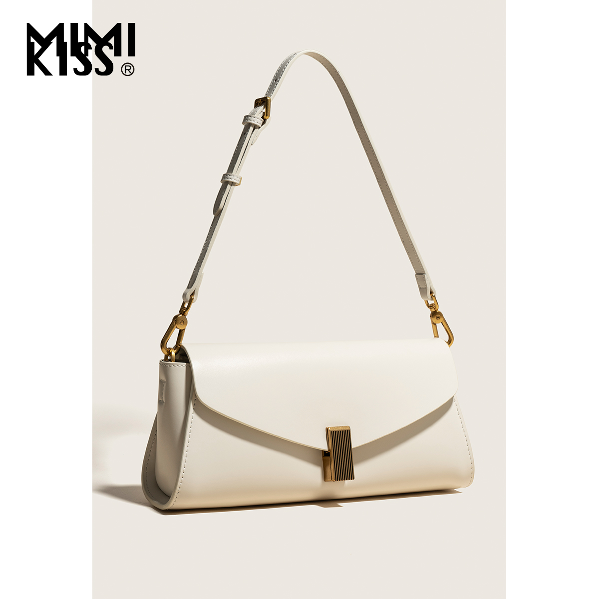 MIMIKISS腋下包时尚新款牛皮法棍包2024流行通勤包日常单肩斜挎包
