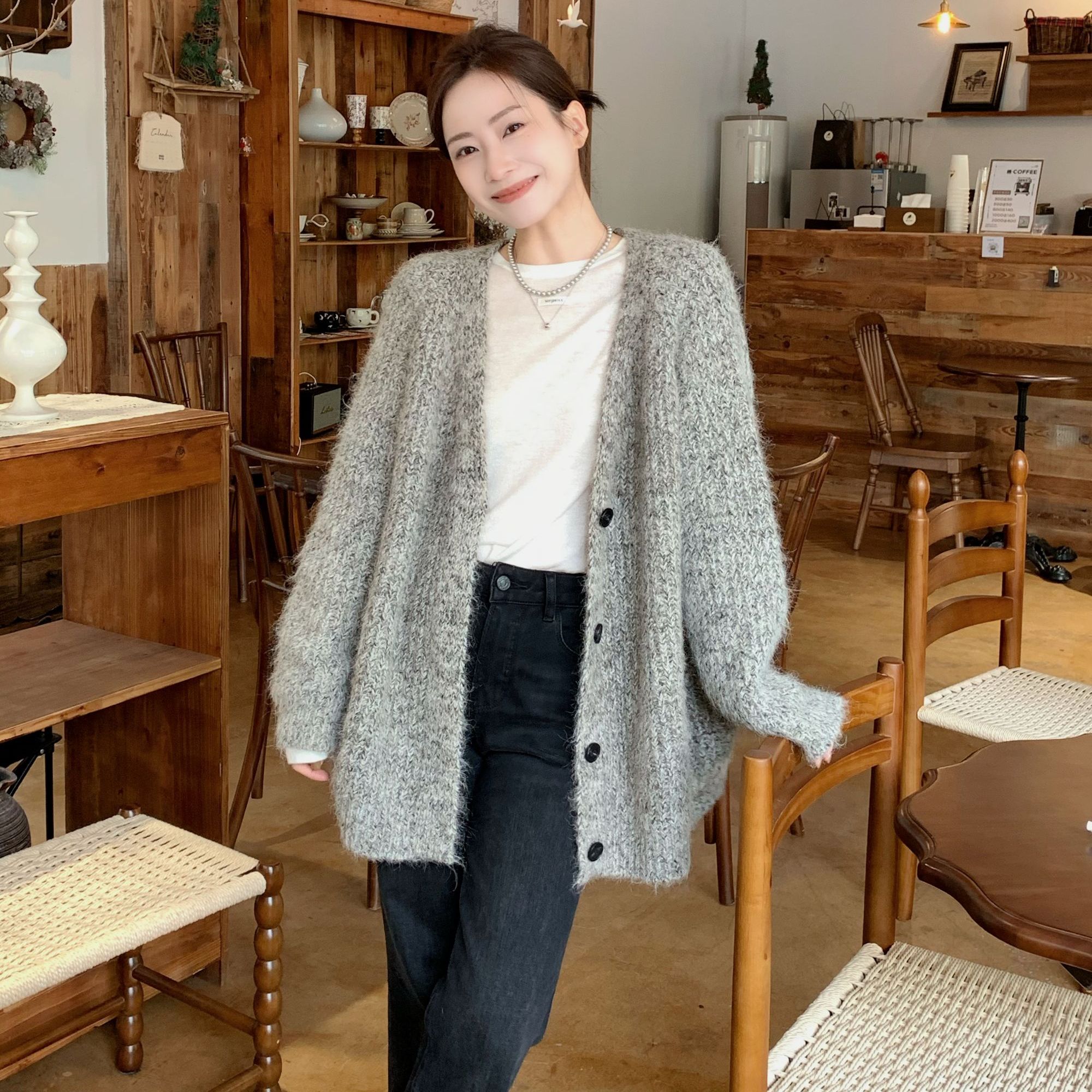 SUNCC自制 北纬37 冬慵懒随性舒适保暖垂感加厚韩系氛围毛衣外套