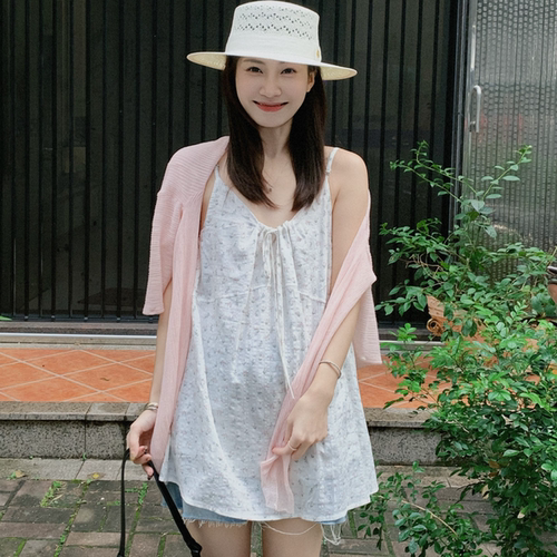 SUNCC自制 温柔碎花 休闲气质显瘦韩系碎花小清新风百搭减龄吊带