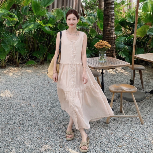 SUNCC自制 梦境裙 夏季新款韩系甜美蕾丝拼接宽松显瘦吊带连衣裙