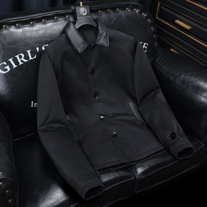 2025冬装90绒落肩宽松型拼皮中长款羽绒服男6006-7201-P300沙发图图片