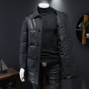 2025秋冬装中长款麦穗拼接羽绒服男 钱塘6006-9811-P330 尺码偏大图片