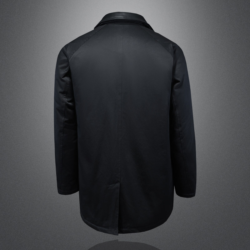 2025冬装90绒落肩宽松型拼皮中长款羽绒服男6006-7201-P300楼空图,男装羽绒服,钱塘6006(原3029)