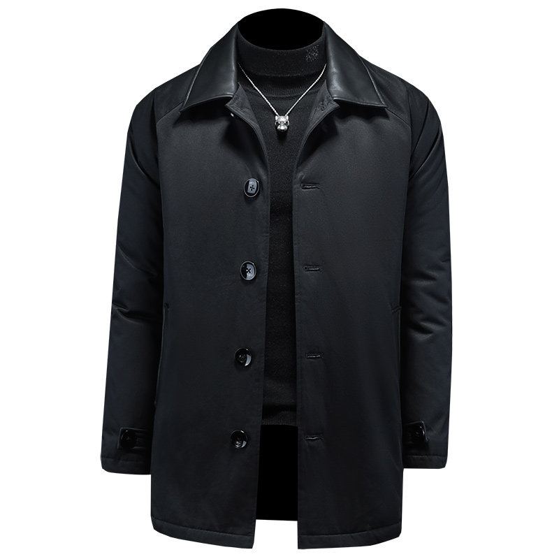 2025冬装90绒落肩宽松型拼皮中长款羽绒服男6006-7201-P300楼空图,男装羽绒服,钱塘6006(原3029)