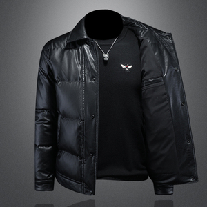 2025秋冬装新款90绒PU皮羽绒服男 6006-7202-P310  镂空图图片