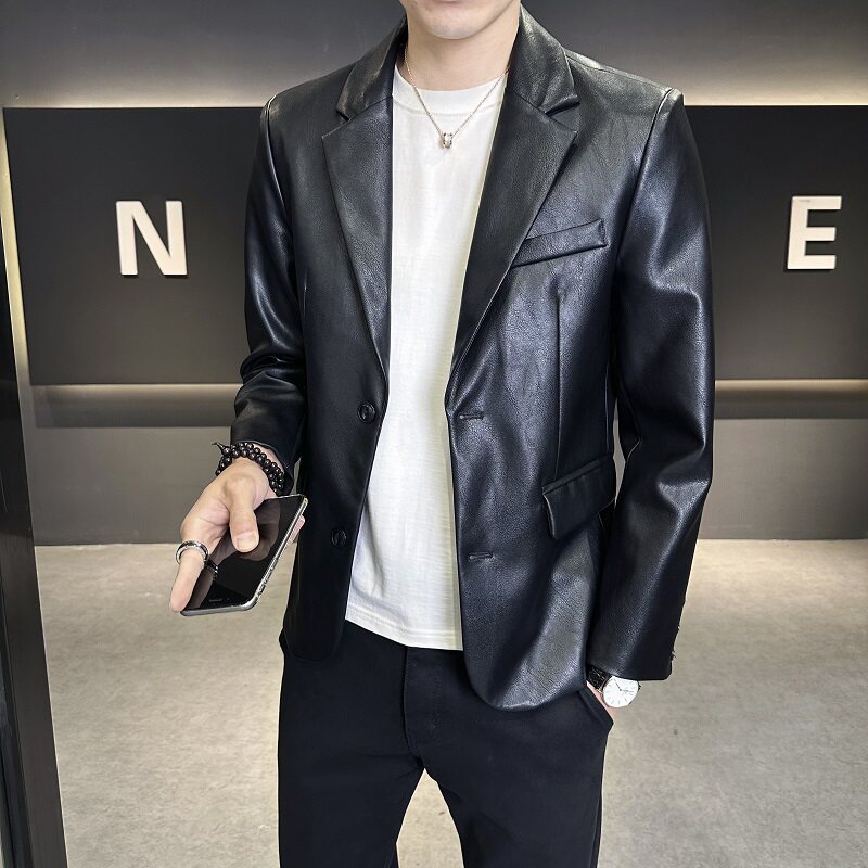 2025秋装新款休闲PU皮西装男钱塘6006-8220P175真模,男装西服,钱塘6006(原3029)