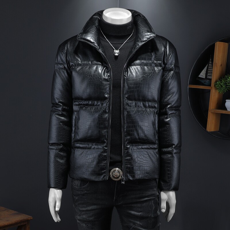 2025秋冬装新款90绒PU皮羽绒服男 6006-7717-P320  假模图图片