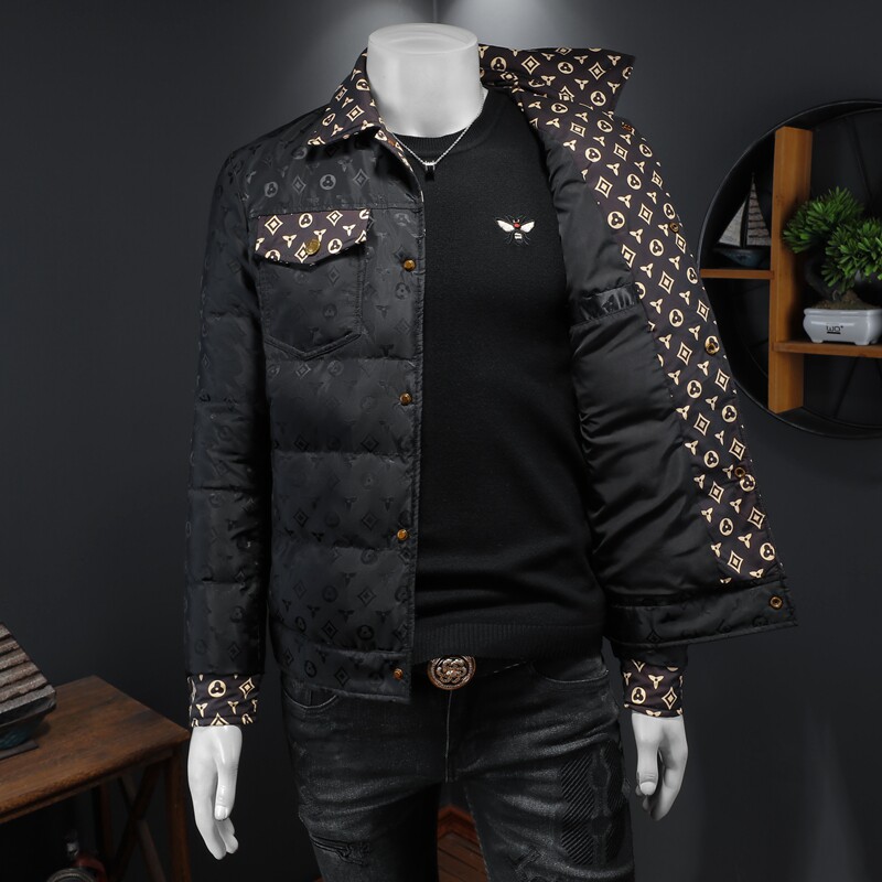 2025秋冬装新款翻领提花羽绒服男加厚钱塘3029-9119-P300假模图,男装羽绒服,钱塘6006(原3029)