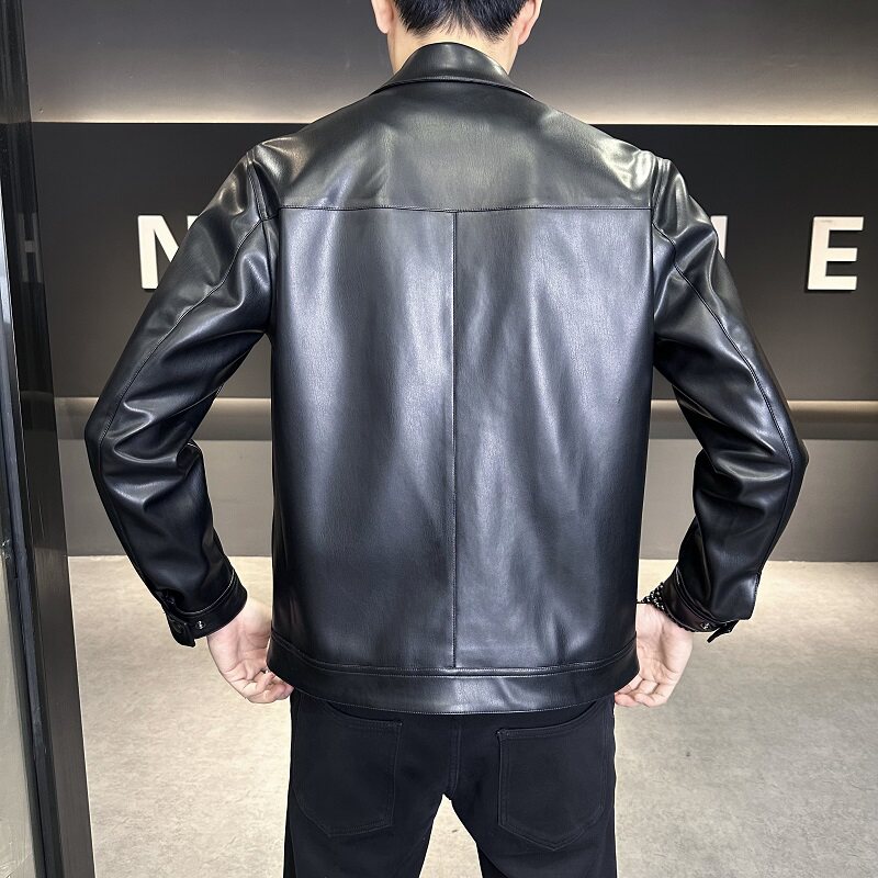 2025年秋装新款单排扣皮衣男装钱塘60068216P175真模,男装皮衣,钱塘6006(原3029)