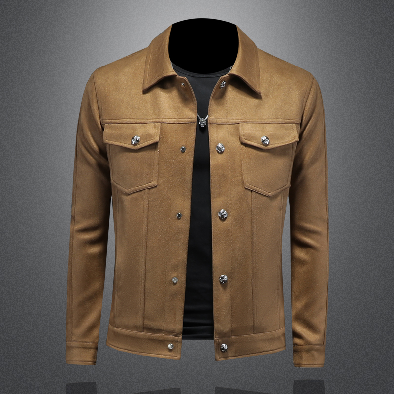 2025年秋装新款麂皮绒翻领夹克男装6006-8200-P165镂空，男装夹克，钱塘6006(原3029)