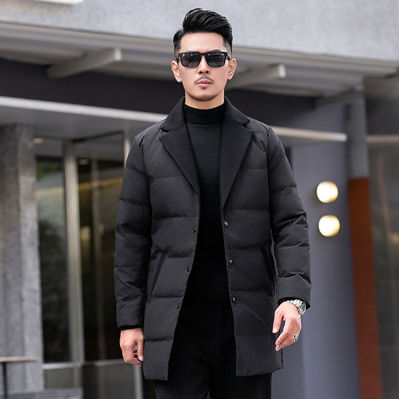 2025秋冬装针织领中长款羽绒服男钱塘6006-23002-P320真模图,男装羽绒服,钱塘6006(原3029)