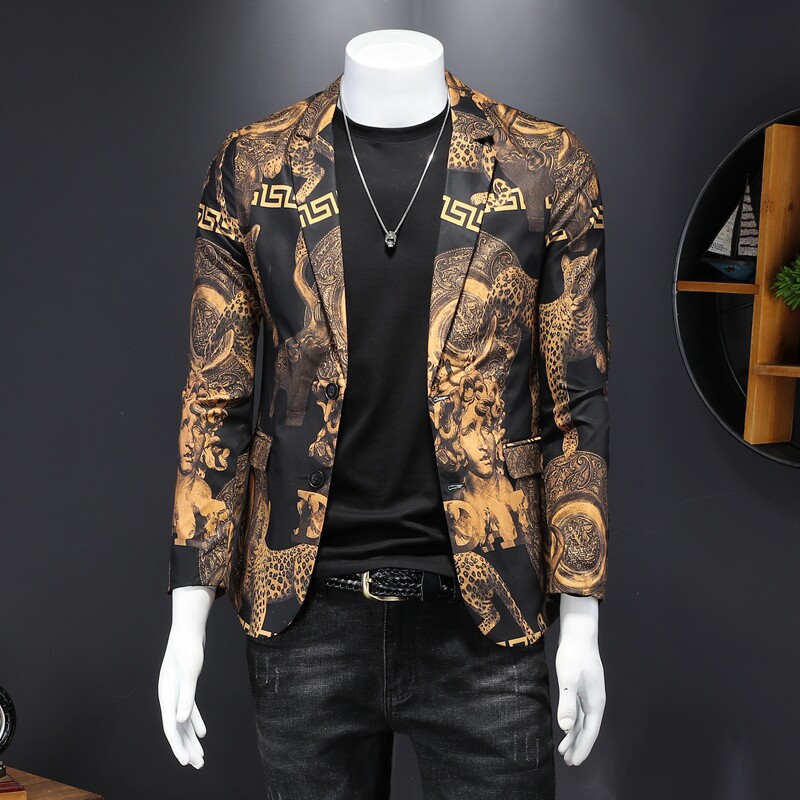 2021秋装新款动物印花西服西装男 钱塘3029-609-P160  假模图片