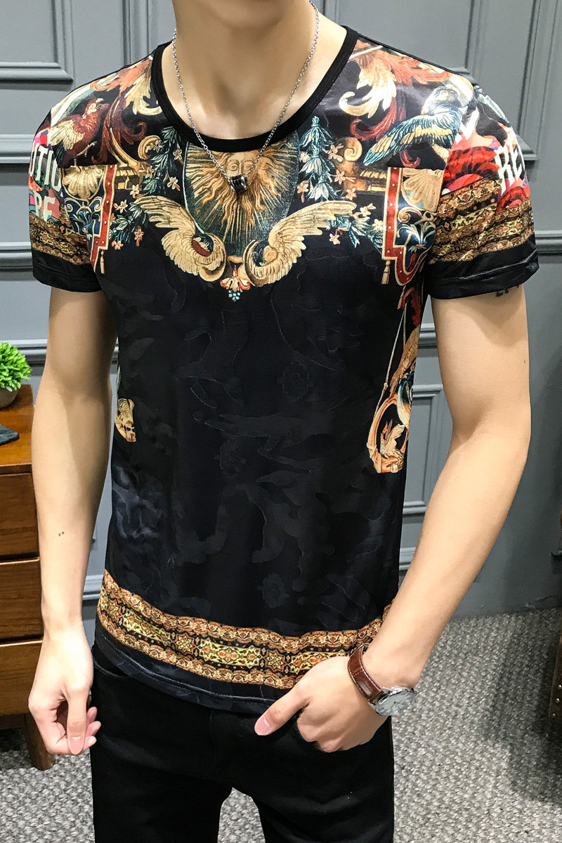2021夏季新款冰丝印花短袖T恤男钱塘3029-1602P45真模,男装T恤,钱塘6006(原3029)
