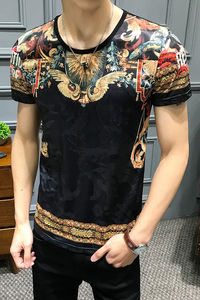 2021夏季新款冰丝印花短袖T恤男钱塘3029-1602P45真模,孔孝真近期旅行穿搭图片