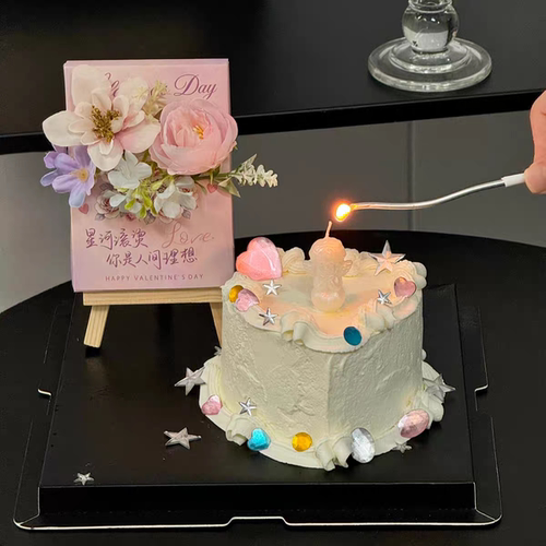 网红七夕情人节丘比特蜡烛插件蛋糕装饰花架花盒钻石宝石配件摆件