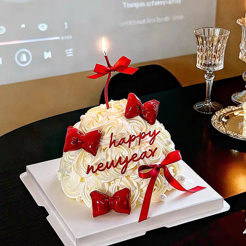 2026新年跨年马年皮质立体蝴蝶结丝带装扮插件蛋糕装饰亚克力摆件