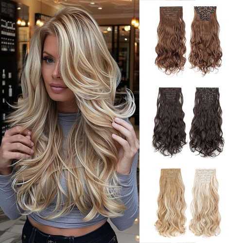 假发卡子接发片波浪卷发 Clip in Wavy curly hair extensions