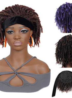 黑人假发头套筒曲空心卷脏辫curly Braids Wigs for black women