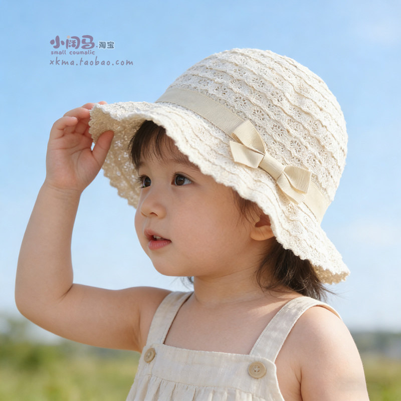 婴儿公主女孩夏季外出遮阳防晒帽图片