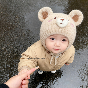 宝宝帽子冬季一岁男宝超好看的护耳帽冬天2025新款加厚女孩毛线帽