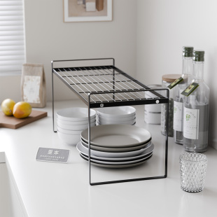 里本 厨房橱柜台面收纳架碗盘电饭煲调料双层桌面置物架 分层架子