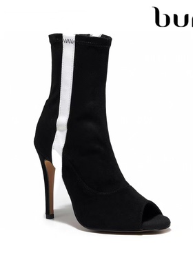 burju-Speechless 黑色短靴，专业舞者heels高跟鞋