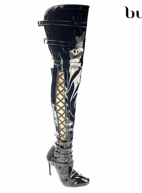 burju-Thick Skin黑色高跟爵士长靴heels高跟舞鞋专业舞者高跟鞋