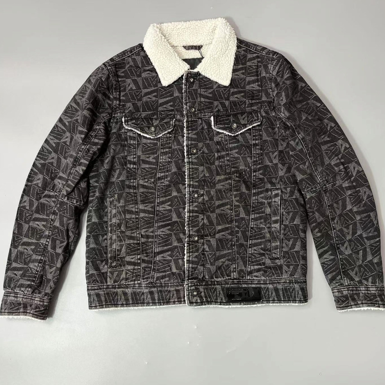 ABLEJEANS春秋灰牛牛仔夹克棉服