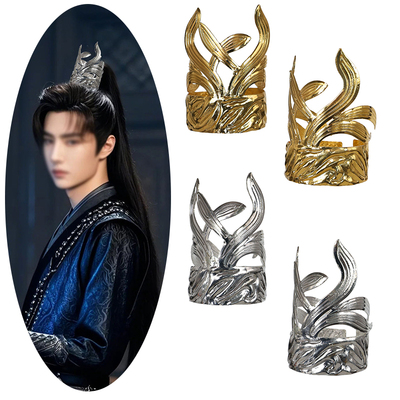 影视剧男女束发发冠古装将军公子COS古典旧金色银色摄影演出配饰