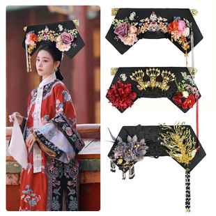 古装头饰清朝后宫皇后贵妃旗头大拉翅凤凰古风亲自轻装盘发妆造