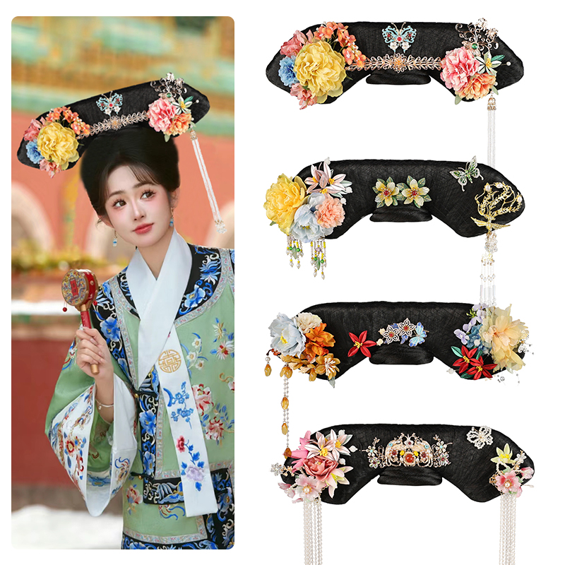 古风清朝旗头假发流苏套装