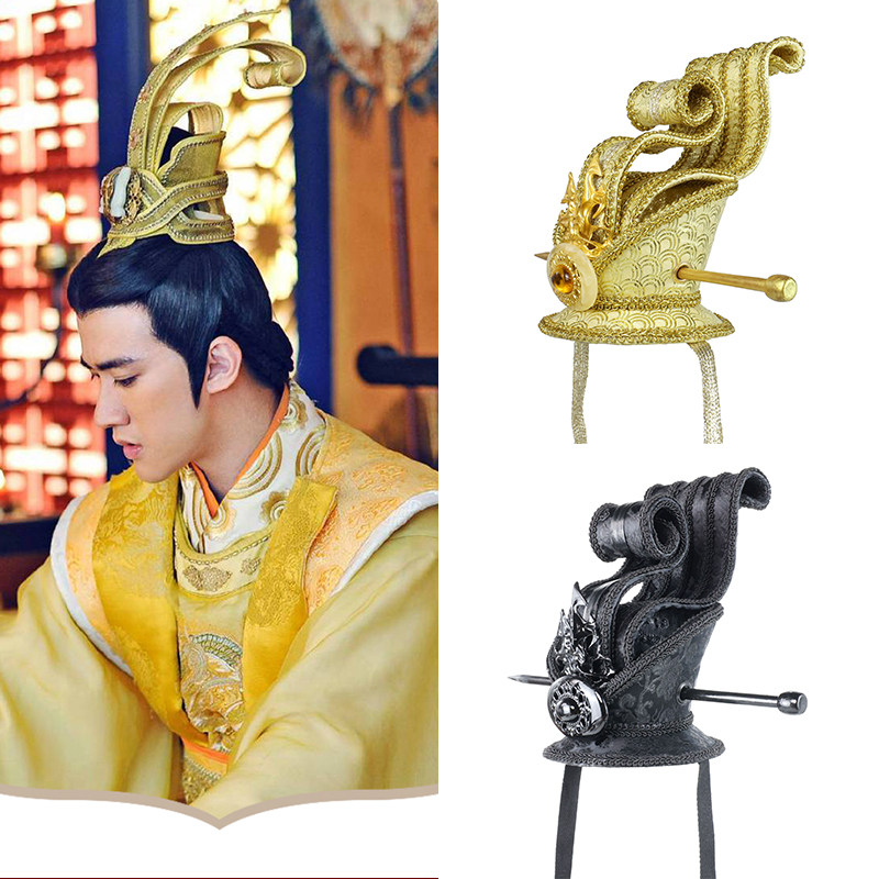 男士古装造型束发发冠汉服唐朝皇帝大臣发冠男古风头饰演出配饰