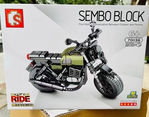 701136摩托车模型拼装积木玩具益智儿童礼物摆件男孩
