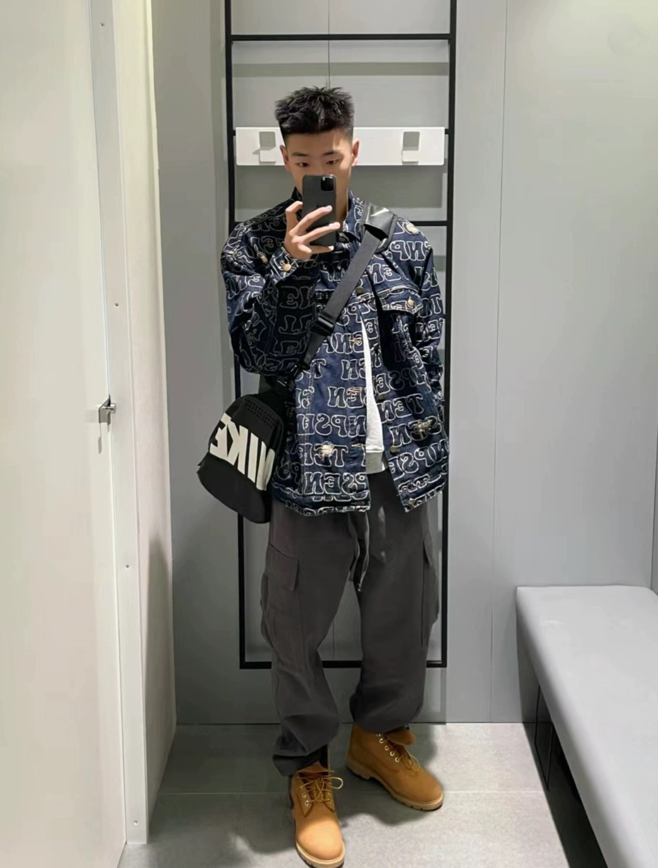 706-1-JK533-P75现货秋季美式复古满印情侣牛仔外套休闲夹克潮,男装工装外套,星座706-1