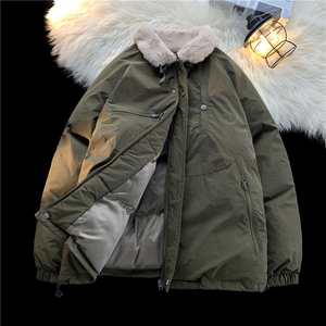 706-1-MF980-P128  冬季日系复古羊羔毛翻领工装棉服加厚保暖棉衣图片