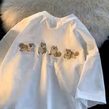 706-1-T1795-P35夏季日系男士柴犬刺绣短袖T恤情侣休闲半袖上衣，男装T恤，星座706-1