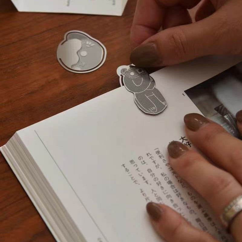 日本制 可爱和风精致 迷你 传统吉祥物 金属书签 两枚组