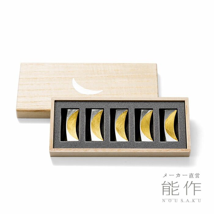 日本进口 能作 锡器 箸置筷子架 置物摆饰 缘起物 金箔月