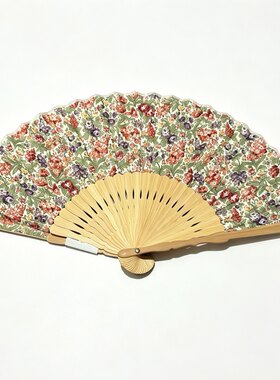 日本进口 新京清堂 夏の风诗物 和风布贴 花卉扇子