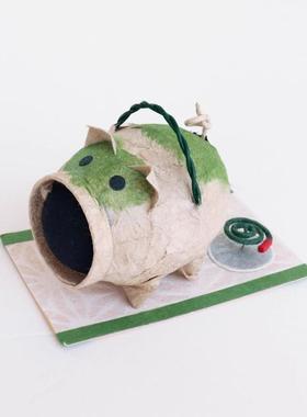 日本制 夏季和风和纸の飾 调湿除臭炭の置物  可爱摆件 蚊香猪