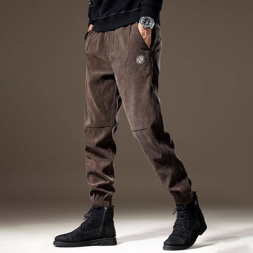 宽松直筒灯芯绒运动裤男春秋