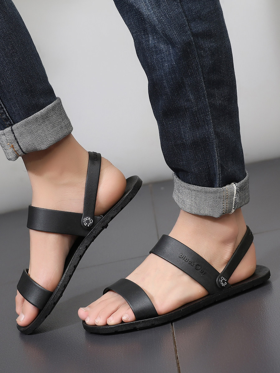 THAI RUBBER SANDALS TIDE MENS KOREAN VERSION WATERPROOF AND ODOR-PROOF DUAL-PURPOSE SLIPPERS SUMMER MENS WEAR NON-SLIP CASUAL BEACH SHOES