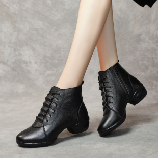 真皮广场舞鞋 外穿时尚 女软底春秋黑色跳舞鞋 四季 水兵舞蹈鞋 新款