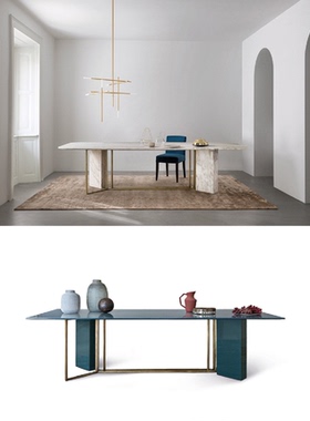 Meridiani|现代简约的金属大理石餐桌