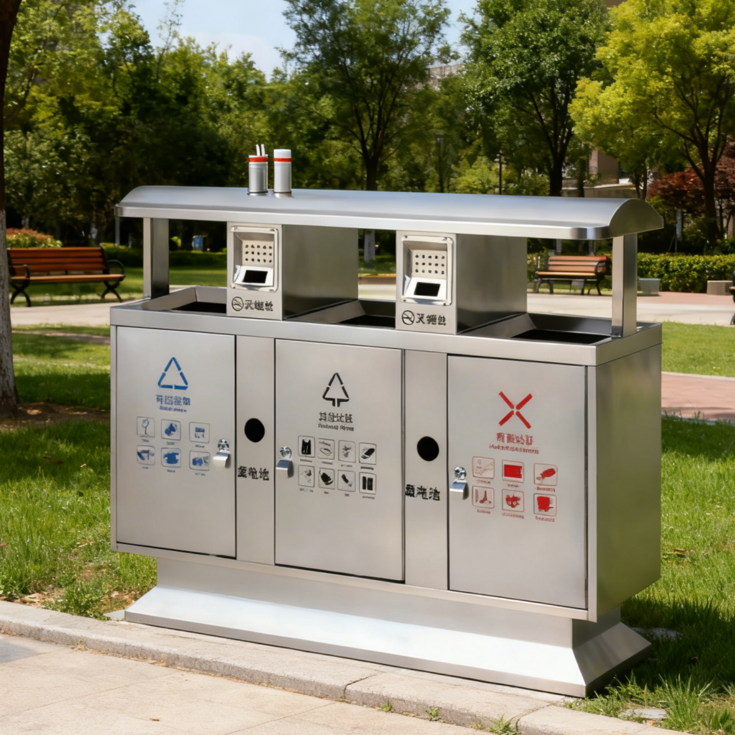 户外不锈钢大号垃圾桶小区果皮桶